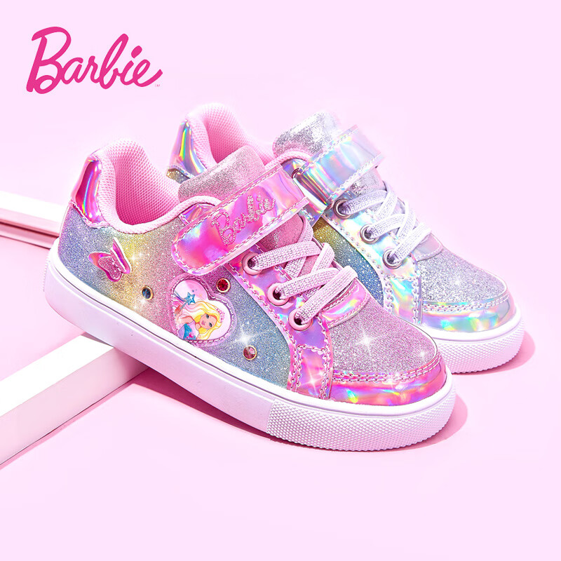 Barbie Girls' Low-Top Sneakers for Spring And Autumn, Princess Style Fashion Sports Shoes for Children, DA5355 Pink Size 27