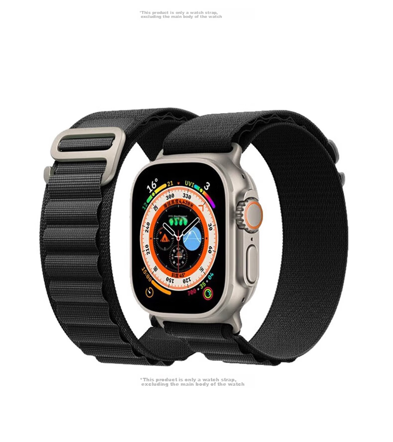 ESCASE Nylon High Mountain Loop Band for Apple Watch, Compatible with Ultra 3/SE 3/S 11/10/9/8/7, Wristband for 49/45/44/42MM, Gree 15