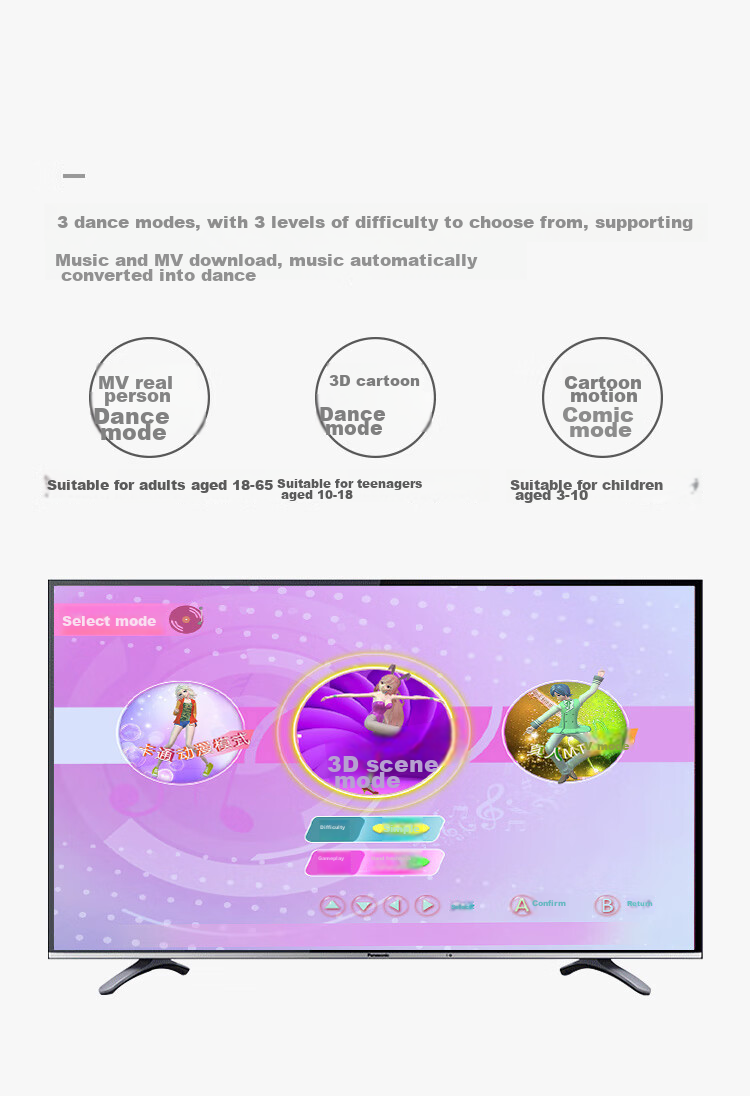 HongTai Double-Person Wireless Dance Mat, Home TV Dance Machine, Game Motion Sensing Hand And Foot Dancing, Leg Beautifying, Children's Running Mat 17