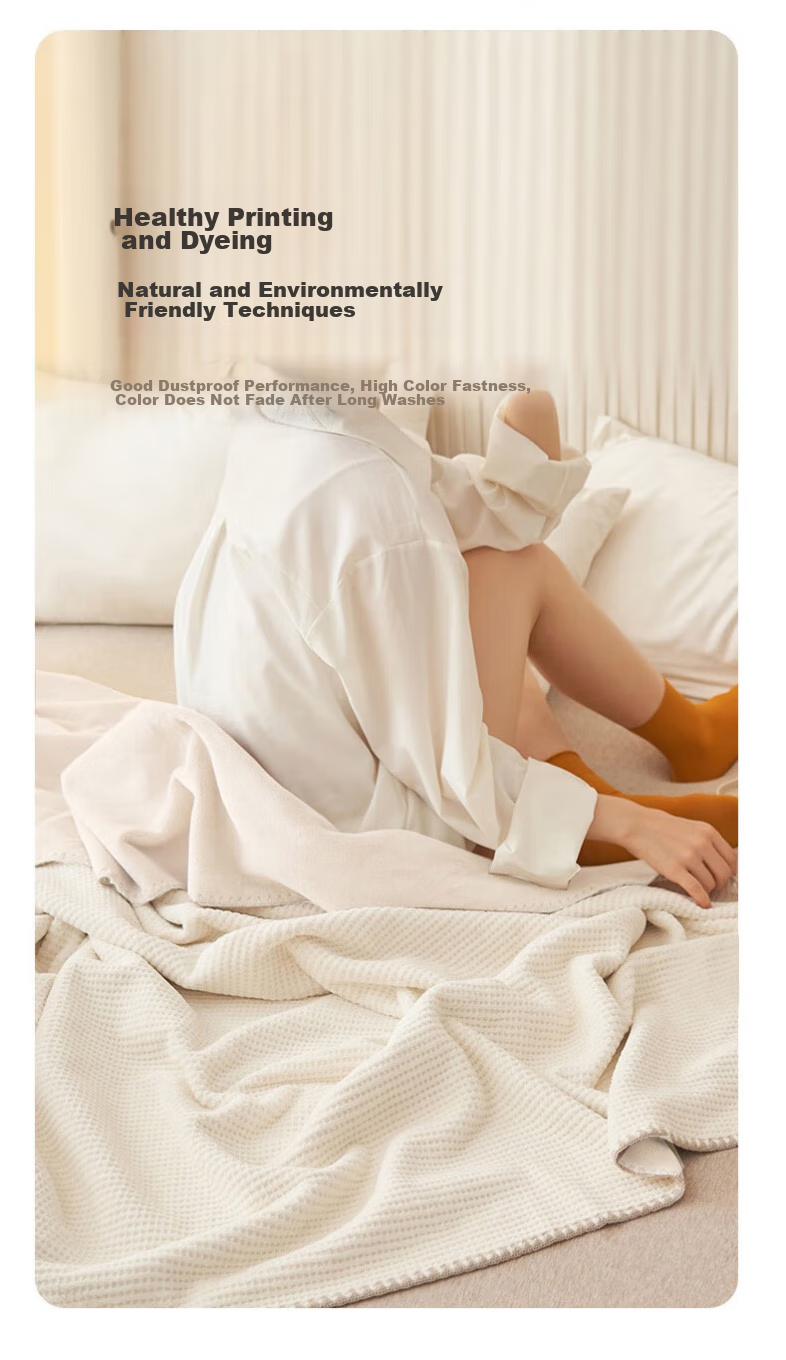 Wuyinliangpin Thickened Waffle Pattern Blanket Nap Throw Quilt Air Conditioning Cover 150*200cm Space Gray 10