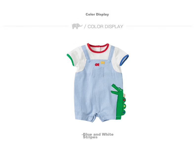 DAVE & BELLA Baby Clothes, Newborn Onesie, Infant Romper, Summer Thin Cotton Style for Boys, DB17261 Blue, Baitiao Pattern, 73cm 8