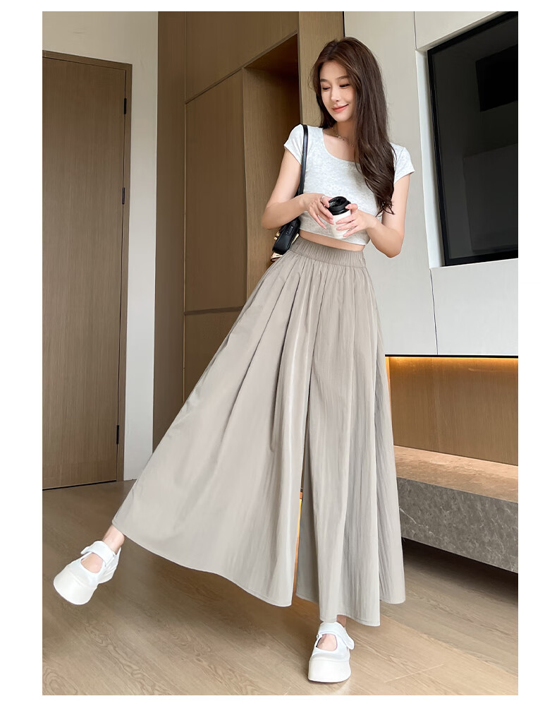 LangSha High-Waisted Yamamoto Skirt Pants for Women, Summer Lightweight Flowy Slimming A-Line Skirt Shorts, Loose Wide-Leg Pants for Petite Figures 23