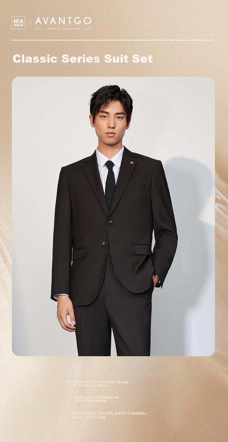 HLA Men's Suit Set, Spring And Autumn Light Business Classic Series Suit Set for Men, Navy Blue 180/96A(50A) 1