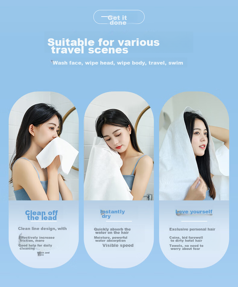 Grace Disposable Compressed Towels, Travel And Outdoor Supplies, Thickened Pearl Pattern, Absorbent for Face Washing And Beauty, 25*50CM*12 Pieces 11