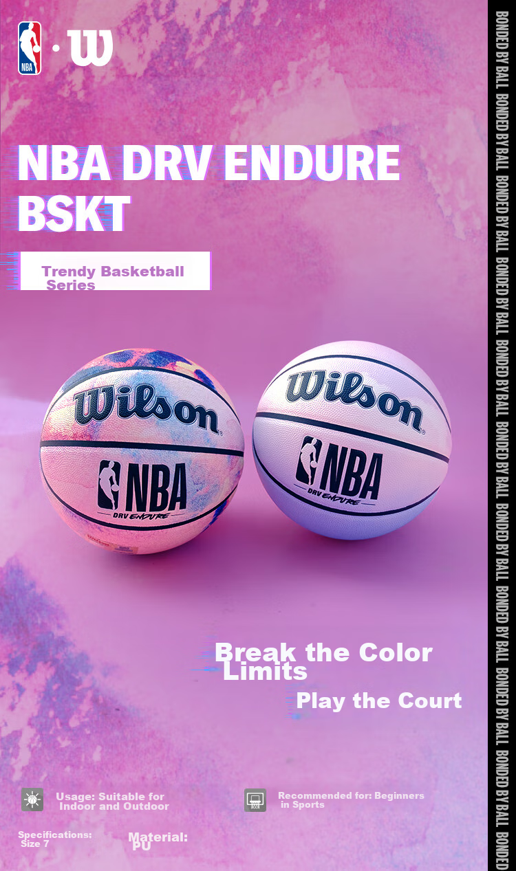 Wilson Official NBA DRV ENDURE Series Tie-Dye Design Pattern Random Indoor/outdoor Size 7 Basketball 1