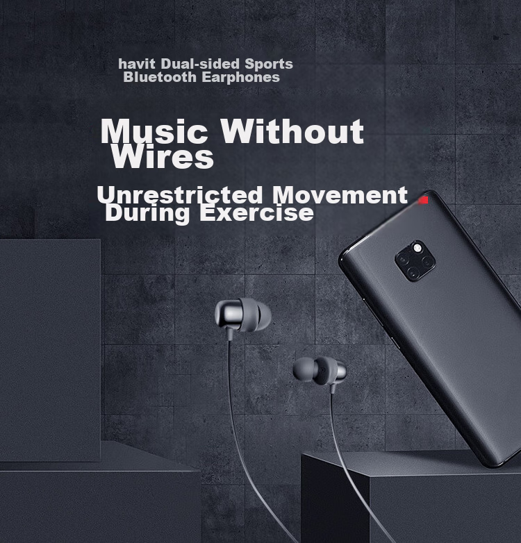 Havit [50,000+ Positive Reviews] I30 Sports Bluetooth Headphones, Wireless Neckband In-Ear Gaming Headset with Long Battery Life, Compatible with Huawei, Apple, And Android Phones, Black 1