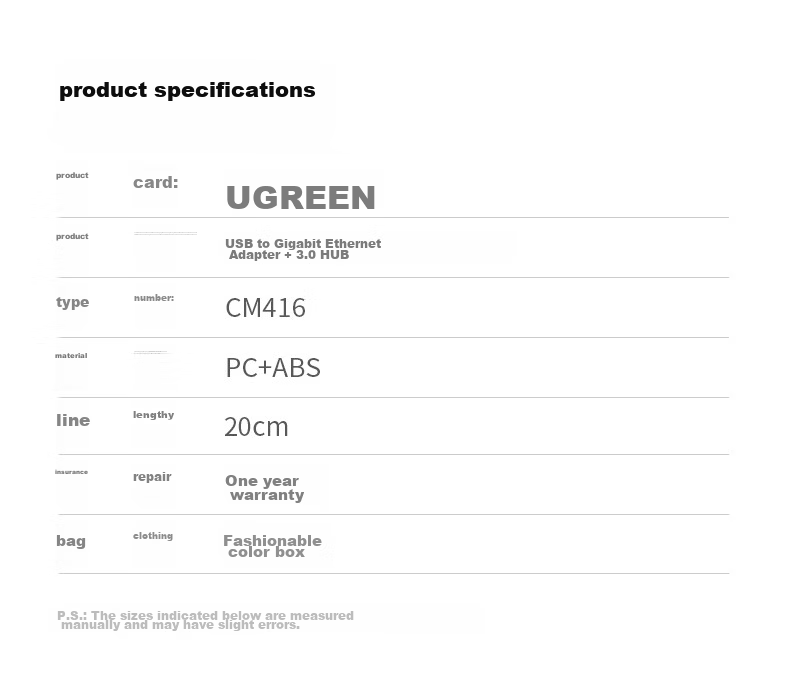 UGREEN USB 3.0 Hub, Gigabit Ethernet Adapter for Laptop, External Wired Network Card, Network Cable Converter, Expansion Device for Huawei Computers, HUB Expander, RJ45 Converter 16