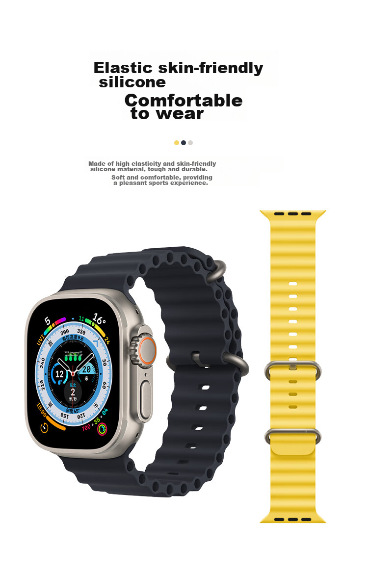MSSM Compatible Apple Watch Band, IWatch Ocean Silicone Strap, Apple Watch Ultra 3/S11/S10/9/8/7/se3 Sports Silicone Band, Orange 5