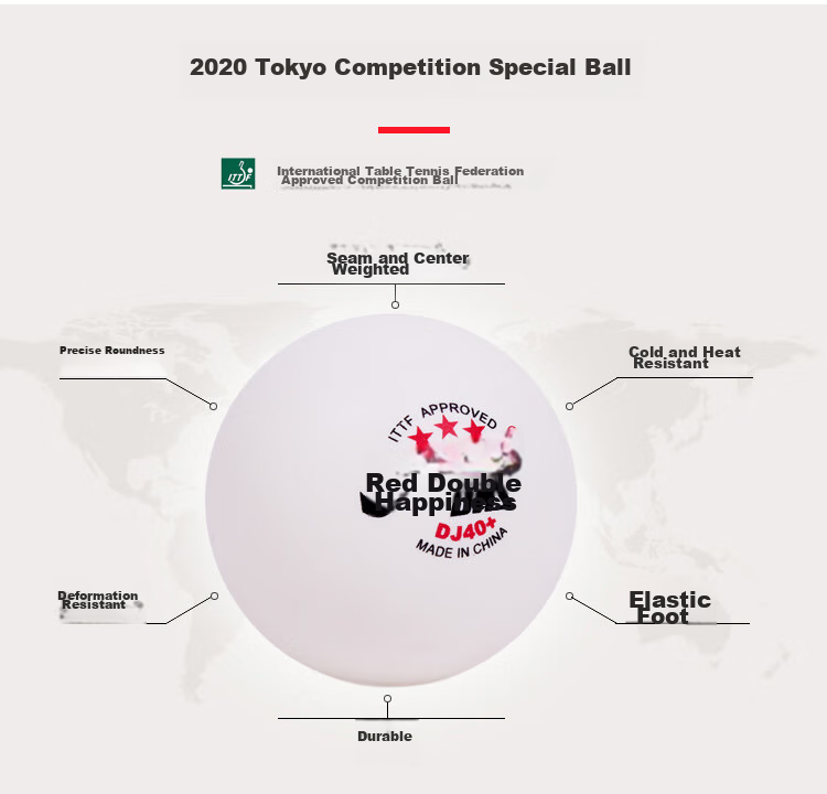 DHS Tokyo Competition Top Three-Star DJ40+ Competition Balls, White, Pack of 6 3