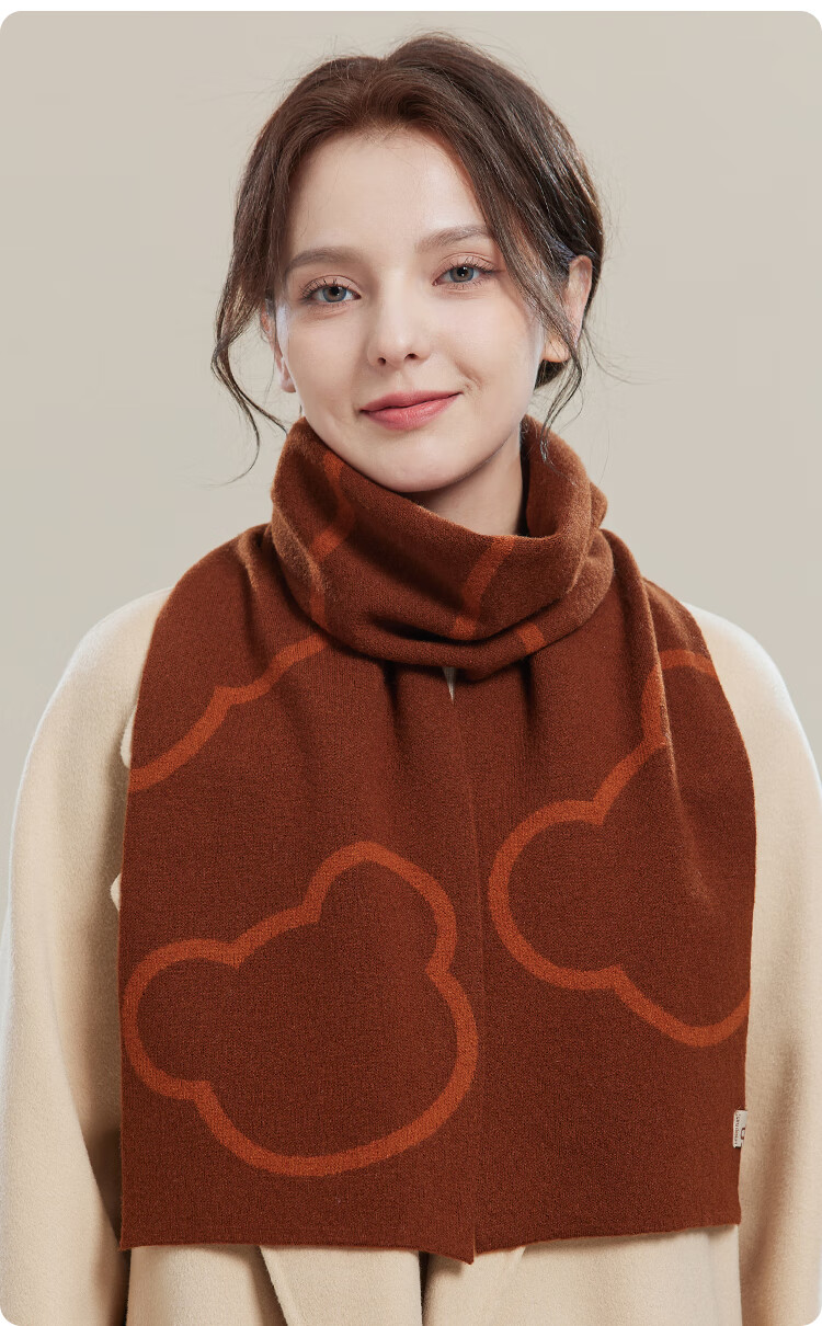 JIUMU Pure Wool Scarf Women's Autumn Winter Warm Neck Warmer Red Gift Box for Birthday and Festivals 15