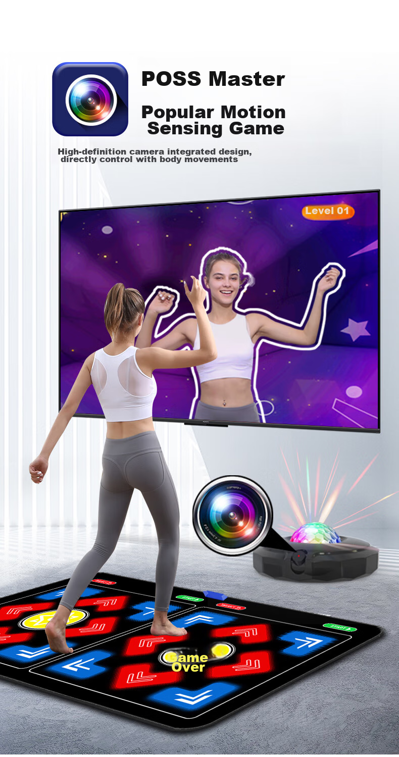 [Children's Birthday Gift] HongTai Double Wireless Dance Mat for Home Use with TV Motion Sensor Camera, Running Mat 7