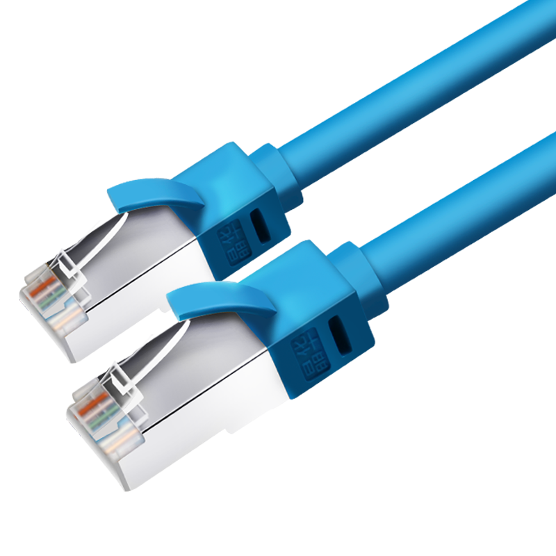Jinghua Cat6 Double-Shielded Network Cable, Gigabit Cat6 Pure Copper Network Connection Cable, Home Engineering Broadband Monitoring 8-Core Twisted Pair Patch Cord, Blue 3 Meters W130H