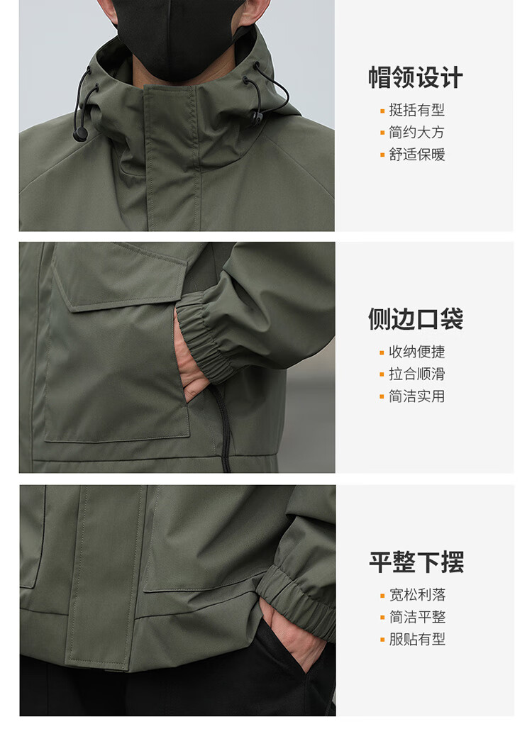 JEEP Men's Jacket, Spring And Autumn Outerwear, Loose Casual Workwear, Windbreaker for Couples, Dark Green, 2XL 11
