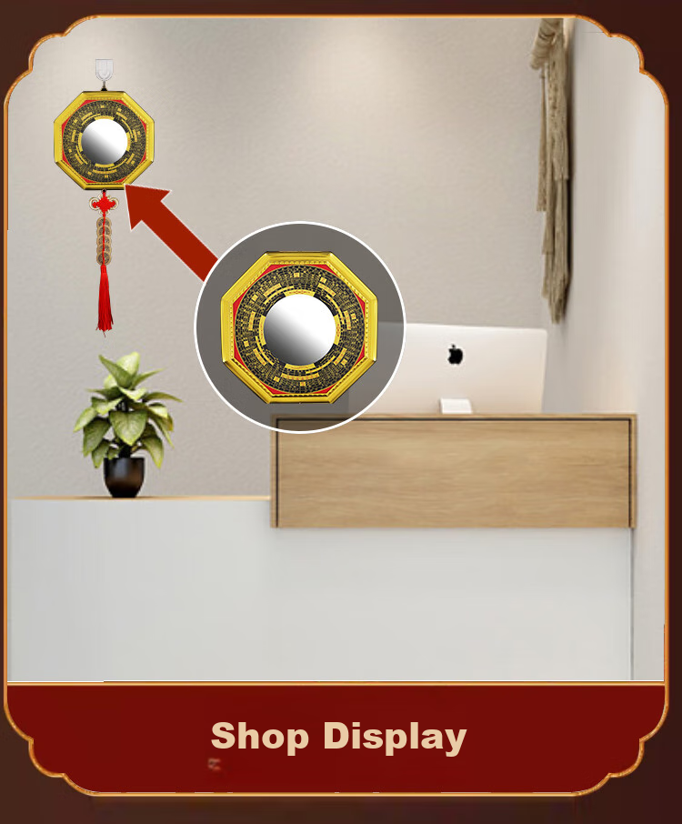 Binyue Mirror, Convex Mirror, Chinese Knot Pendant, Outdoor Entrance Balcony Door-To Hanging Ornament, Home Decoration, Large Size 19cm 12