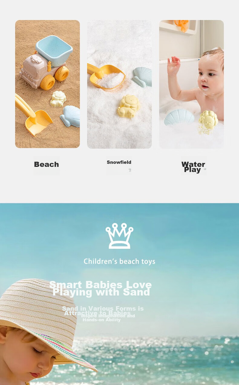 HUANGER Children's Beach Toys, Baby Seaside Sand Play Set with Shovel, Bucket, Sand Timer, Digging Tools Kit, Sand Pit Cart 4