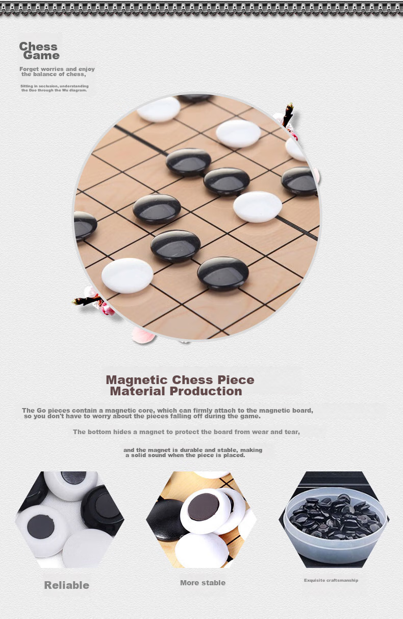 FORTHGOER Magnetic Go And Gomoku Set, Foldable Dual-Use Children's Toy Chessboard, Extra Large F-802, Father's Day Gift 4