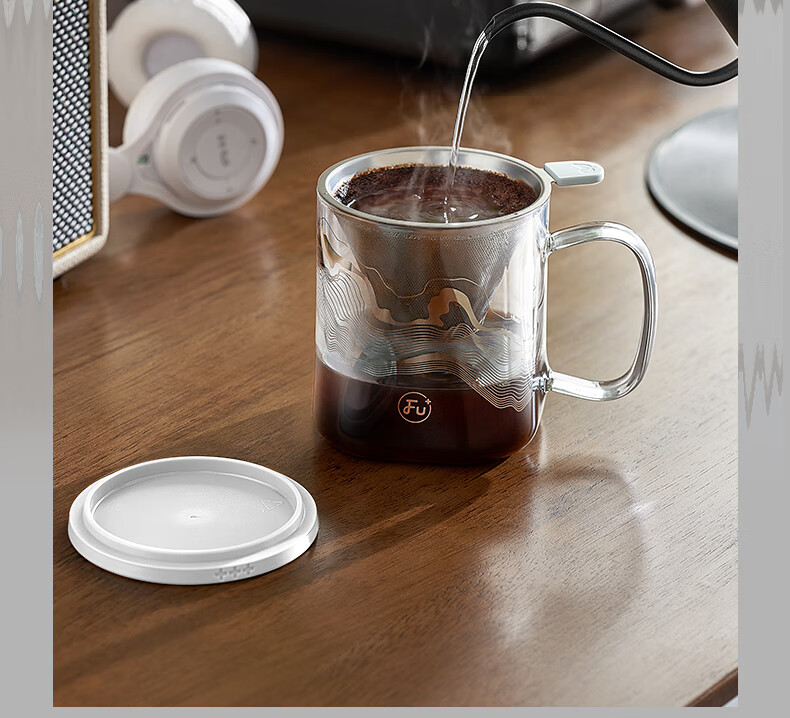 FU High Borosilicate Glass Tea Cup with Lid, Tea Infuser, Personal Use, Premium Men's Tea Drinking Cup 5