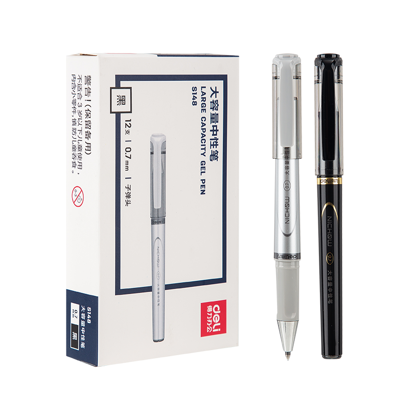 Deli 0.7mm Large Capacity Gel Pen, Bullet Tip, Business Signing Pen, 12 Pens/box DL-S148 for College Entrance Exam