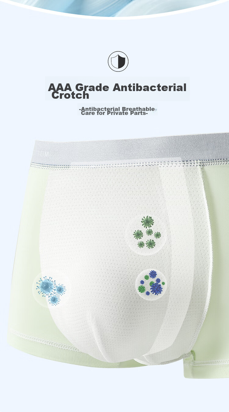 Bingxuemumian Youth Underwear for Boys, Puberty 12-16 Years Old, Ice Silk Boxer Briefs, Summer 3A Antibacterial Shorts for Older Childre 2