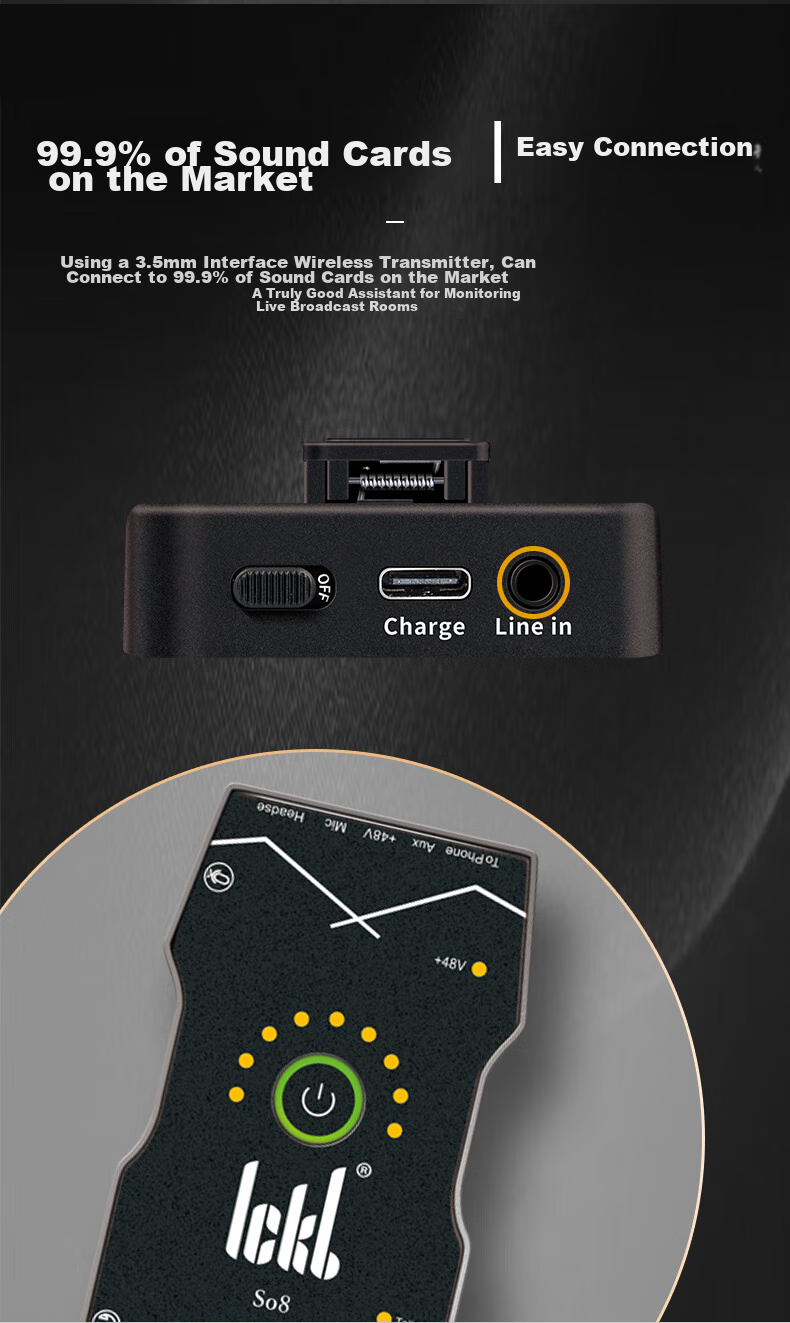 Ickb St Wireless Monitoring Headphones with In-Ear Monitor, Live Streaming, Singing And Dancing, 5.8G High-Frequency, No Delay, Stage And Outdoor Noise Reduction, One-To 11