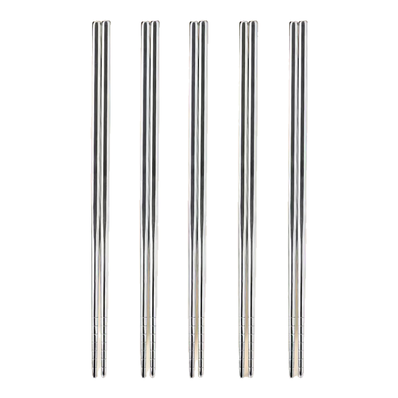 PINYU 304 Stainless Steel Chopsticks, High-Quality Non-Slip Heat-Resistant Anti-Mold Household Set, Square Fast Metal Unstitched Steel