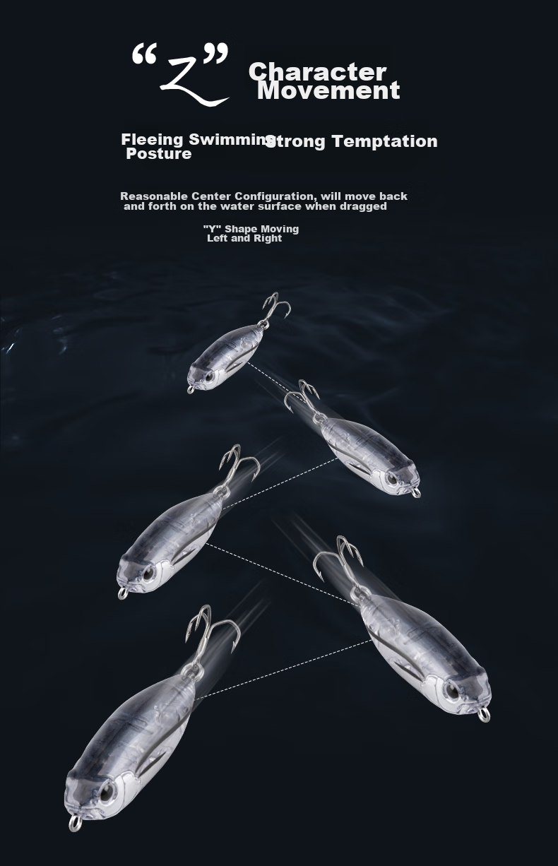 Guowangliya Artificial Bait, Surface System Micro Fish V-Shaped Dog Floating Long-Distance Casting Pencil Lure, Freshwater Bass, Topmouth Culter, Red Eye 02 4