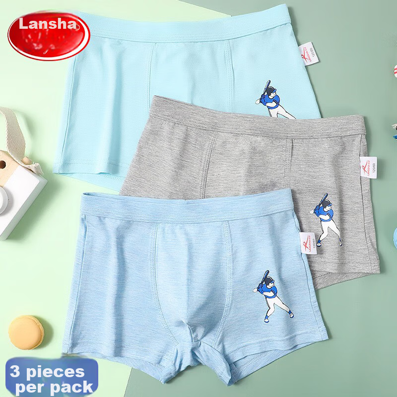 LangSha Children's Underwear, Boys' Modal Antibacterial Crotch Breathable Class A Boxer Briefs for Older Children And Teenagers, Shorts, Size 110
