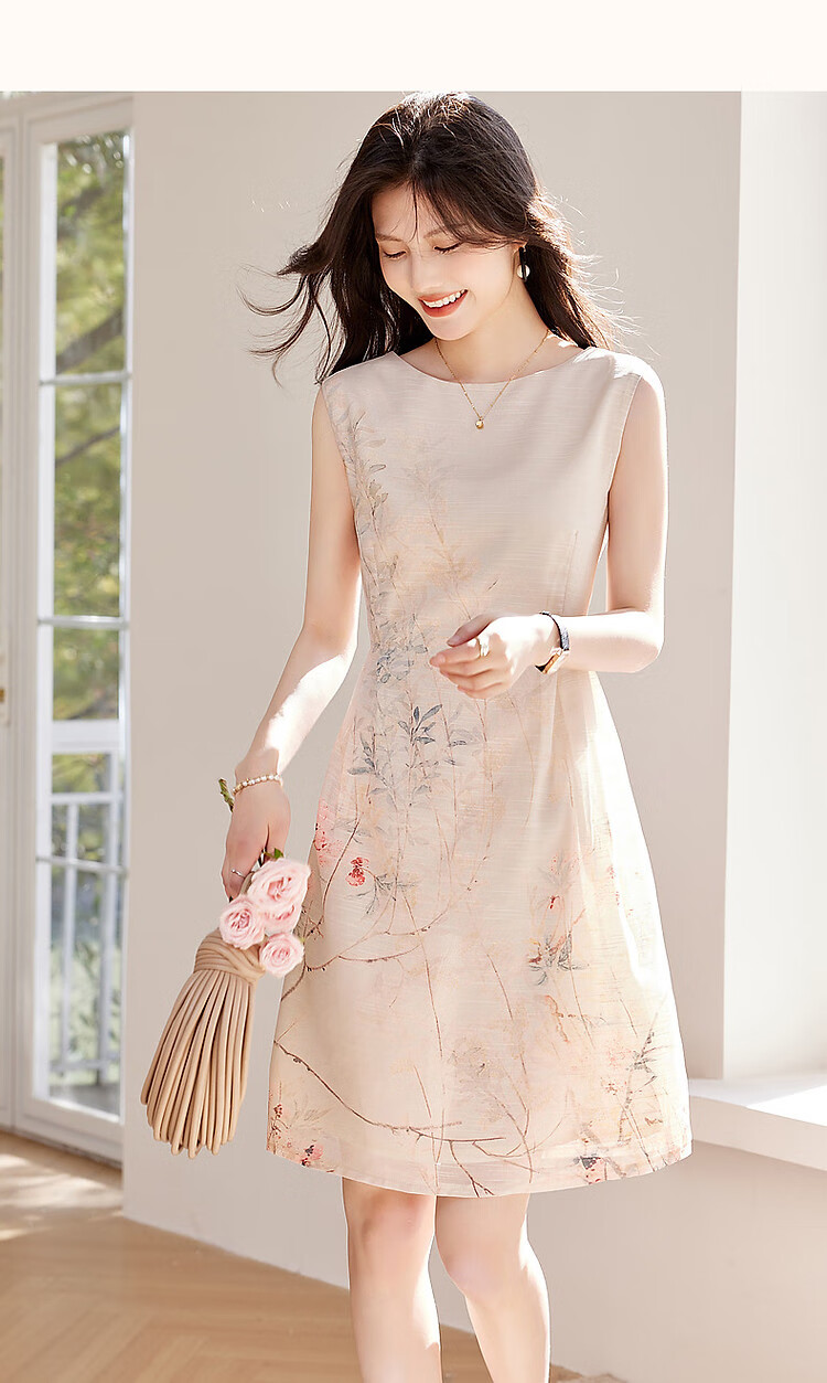 Dme [Gentle Weather Forecaster] Spring And Autumn Chinese-Style New Elegant Floral Print Sleeveless Vest Dress, Slim-Fit Women's Dress 11