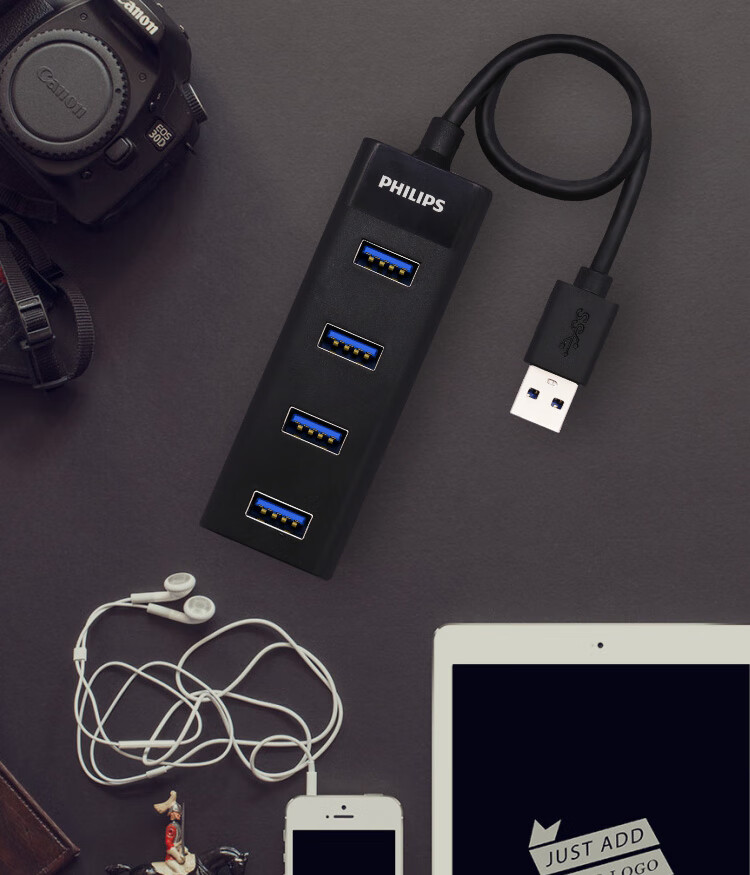 PHILIPS USB3.0 Hub Expansion Dock High-Speed 4-Port Hub Splitter Adapter for Laptops And Desktop Computers with Power Supply Port, 1.5 Meters 9