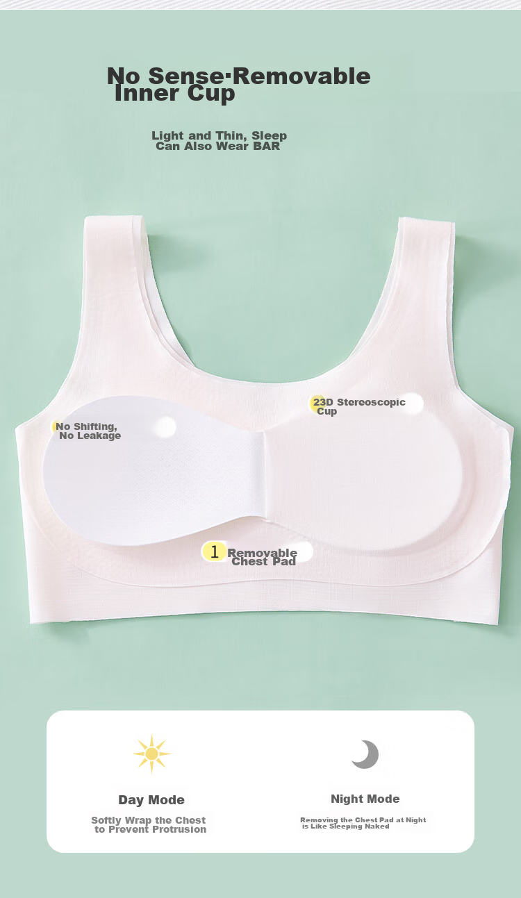 LangSha Children's Underwear, Girls' Sports Bra, Anti-Shock Bra for Teenage Girls, Ice Silk Seamless Bra for Older Children, Developmental Bra for High School Students, Vest 4