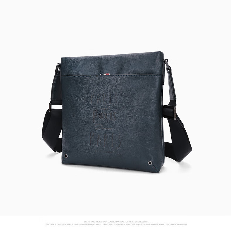ELLE HOMME Business Men's Shoulder Bag, Top-Grain Leather Fashion Crossbody Bag, Large Capacity Vertical Men's Bag 01941 Blue Birthday Gift for Boyfriend 12