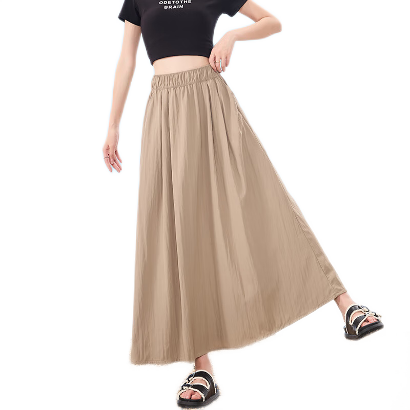 Ziyouxi Women's Midi Skirt, 2026 New Summer Thin Style, High-Waisted A-Line Slimming Umbrella Skirt, Pleated Long Skirt, Petite Yamamoto Skirt