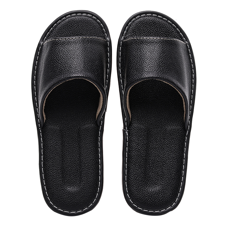GUOLUOFEI Genuine Leather Home Slippers for Men And Women, Summer Indoor Non-Slip Waterproof Cowhide Sandals with Soft Soles for Home Use