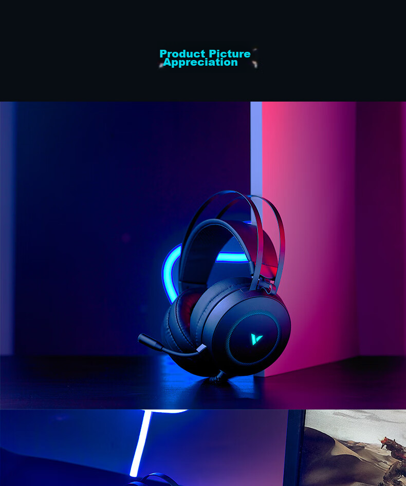 Rapoo VH800Pro Wireless Quad-Mode Gaming Headset Over-Ear Delta Operation FPS Valorant Esports Chicken Dinner Sound Positioning Multi-Device Compatible White Blue 8