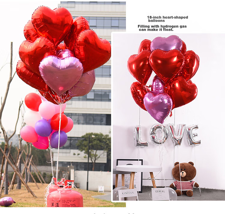 Jingtang Red Heart-Shaped Aluminum Foil Balloon, Valentine's Day Pink Floating, Engagement Romantic Decoration, Wedding Proposal Heart-Shaped Ornament 7