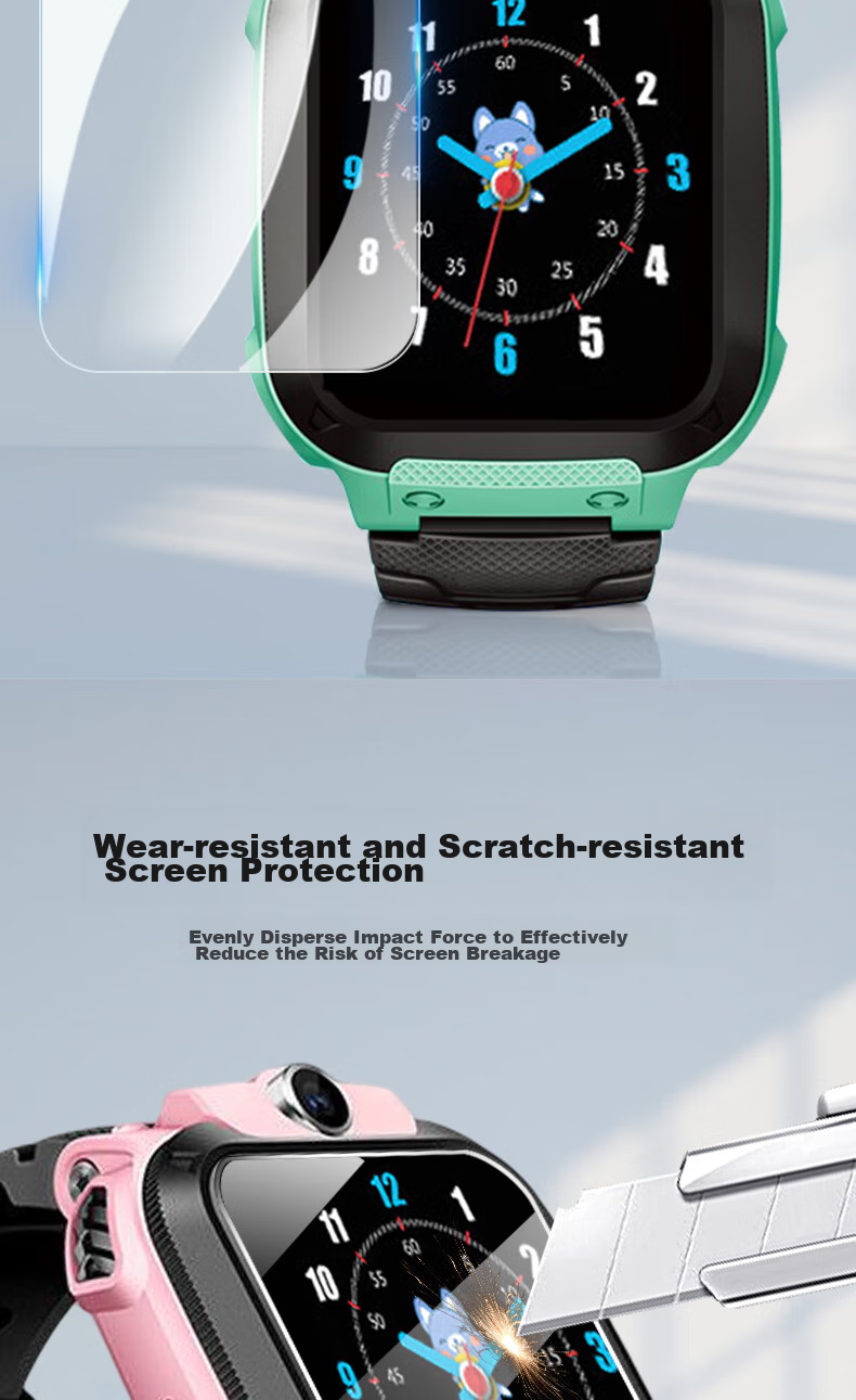 ESCASE [Three-Piece Deluxe Set] Xiaotiancai Children's Smartwatch Z5A Tempered Glass Screen Protector, Automatic Adhesion, Fingerprint-Resistant Glass Film 3