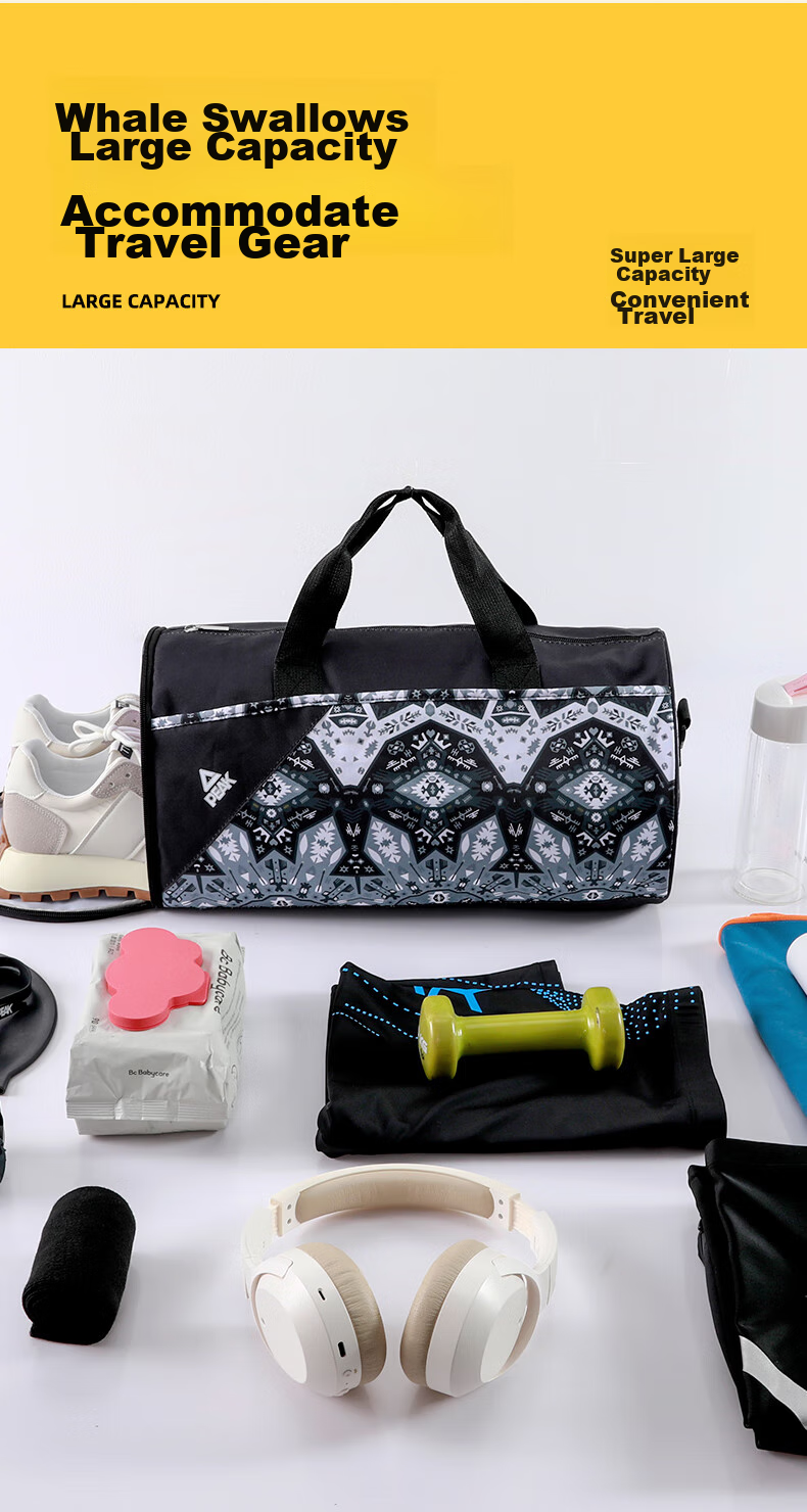 PEAK Swimming Fitness Dry-Wet Separation Bag, 20L, for Men And Women, Adult Handbag, Shoulder Bag, Casual Bag, Single-Shoulder Tote Sports Bag, Pink 7