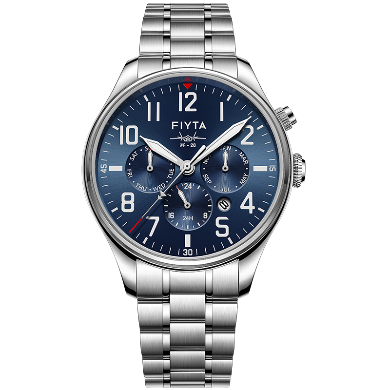 FIYTA Mach J-20 Special Commemorative Edition Ultra-Thin Multifunctional Mechanical Movement Blue Dial Steel Strap Watch, Holiday Gift