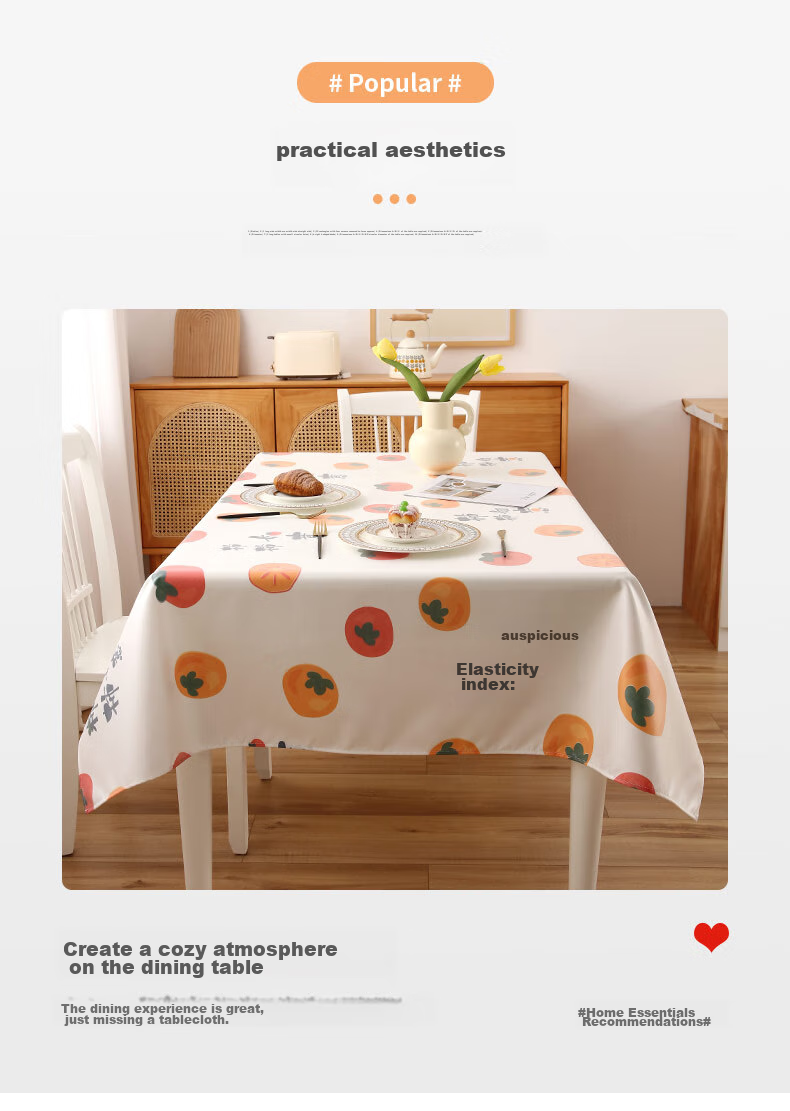 CHERISHES LIFE Waterproof And Oil-Resistant TPU Tablecloth, Washable Dining Table Cover, Thickened for Home Use And Coffee Tables, Persimmon Pattern, 90*137cm 3