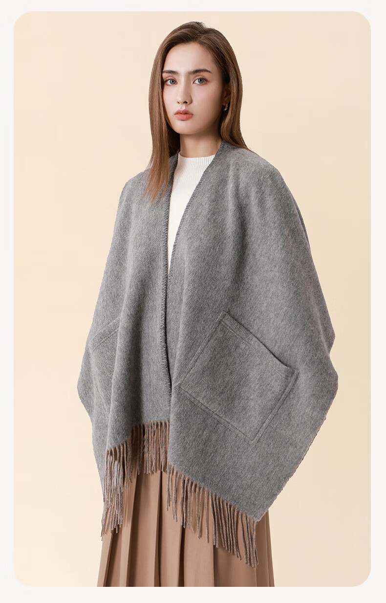 MOERCIAN Pure Wool Shawl for Women, Warm Scarf, Winter Luxury Item, Air Conditioning Cape, Birthday Gift for Mom, Present for Elders 12