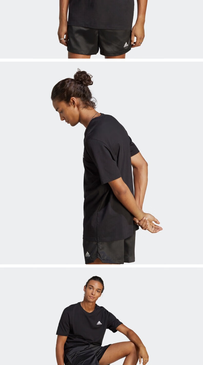 Adidas Men's Pure Cotton Casual Round Neck Short-Sleeve Sports T-Shirt IC9282, Black, A/XL Size 2