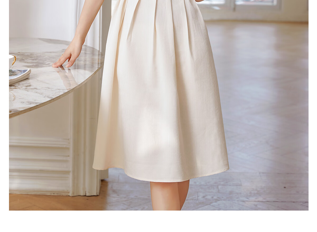 Chushen Summer Short-Sleeve Dress for Women, Fashionable Design V-Neck Waist-Cinching Slimming French-Style Dress S141Q1214 12