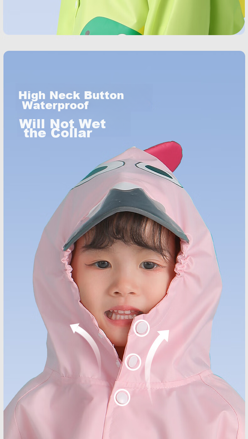 Moremerry Children's Raincoat for Boys And Girls, Kindergarten Kids, Toddlers, Full-Body Poncho, Yellow Cute Dinosaur Design, XL Size 10