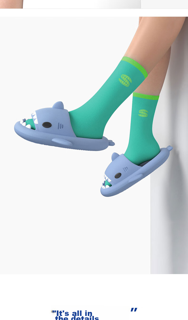 Chikoku First Generation Shark Slippers for Men, Summer Home Bathroom Thick-Soled Non-Slip Couple Slippers for Women, Summer Outdoor Wear 6