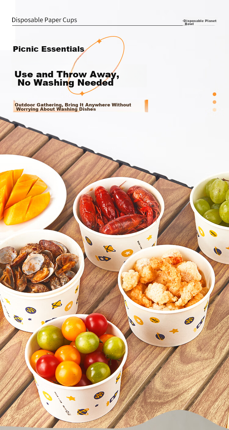 SHUANG YU Disposable Bowls, Thick Paper Bowls, 475ml*40 Pieces, Food-Grade Lunch Boxes, Picnic Boxes, Soup Bowls, Takeout Boxes 8