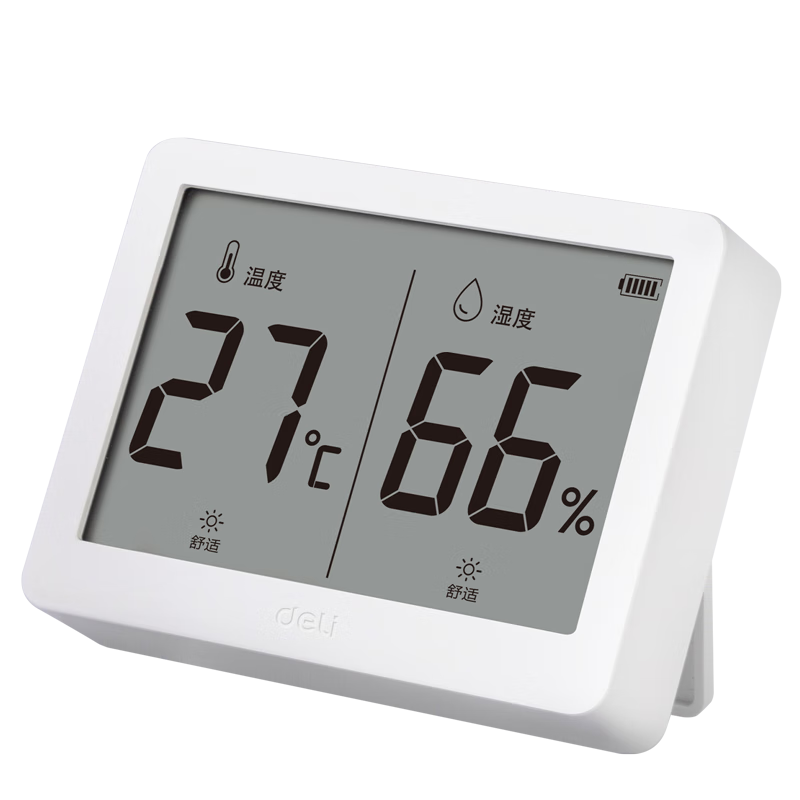 Deli Indoor Temperature And Humidity Meter, LCD Electronic Thermometer And Hygrometer, Gift for Elderly And Children, Birthday Present with Backlight Function, Baby Room Office Supplies, White LE501-WH