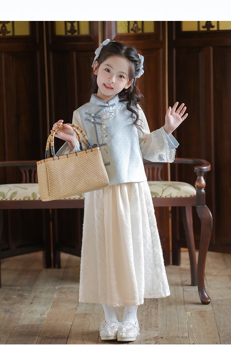 Qibao Hanfu Girls Spring Autumn 2025 New Children's National Style Baby New Chinese Children's Clothing Frost 130 19