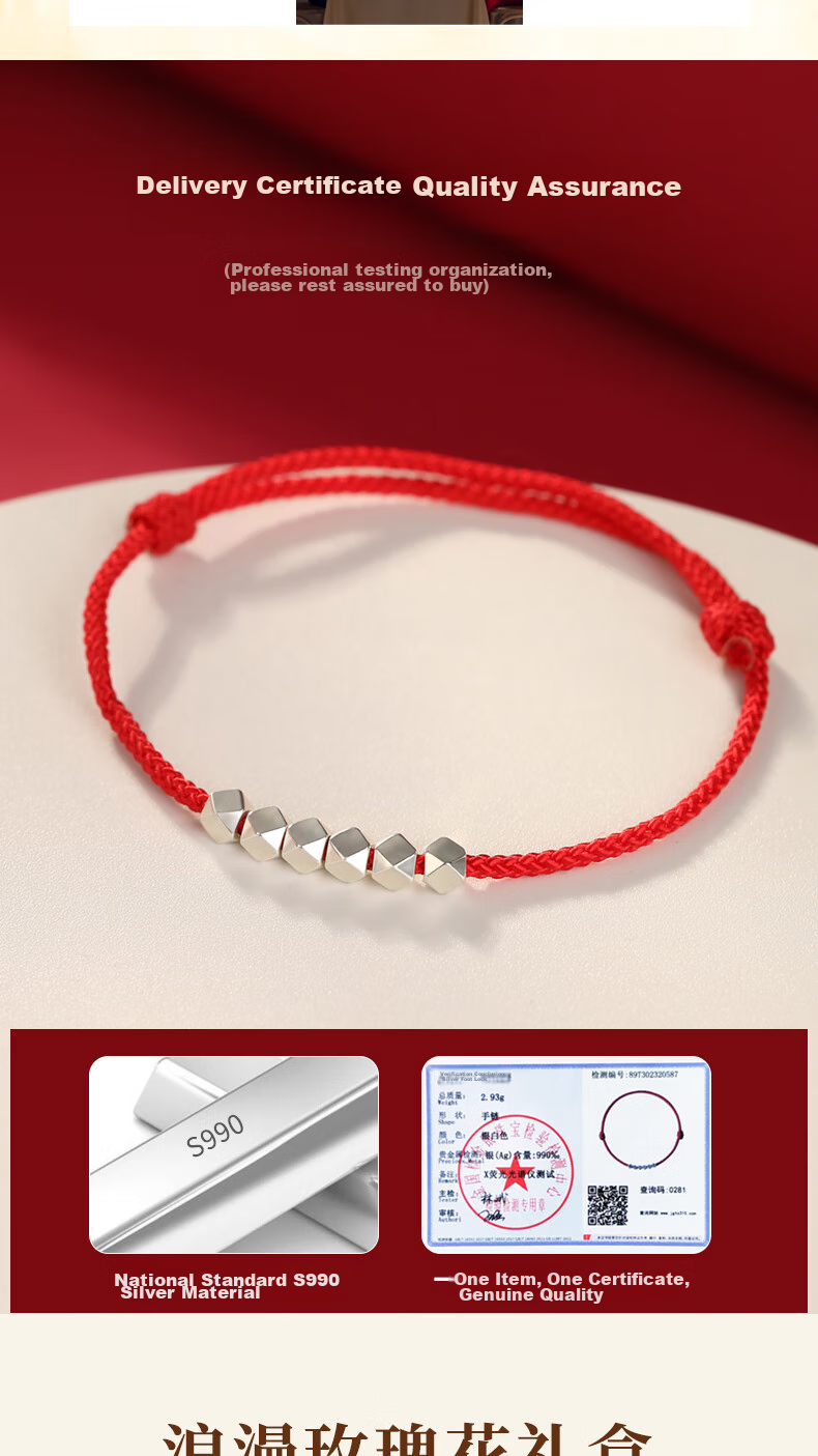 MANHE S999 Sterling Silver Bracelet for Women, 2026 New Style Beaded Bracelet Jewelry, Birthday Gift for Wife Or Girlfriend 18