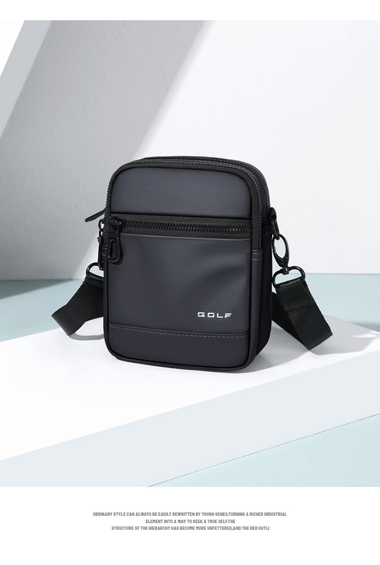 GOLF Shoulder Bag for Men, Casual Large Capacity Crossbody Bag, Multi-Compartment Phone Bag, Water-Resistant Trendy Portable Sports Hanging Bag, Versatile Fashionable Small Backpack 5I796325J Misty Black 23