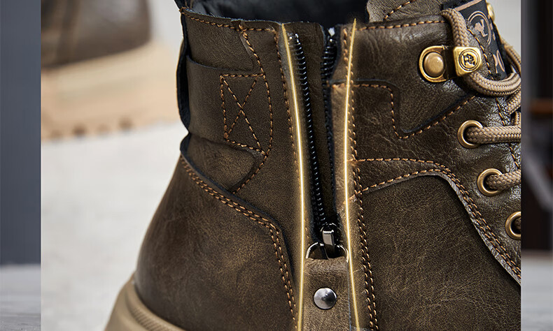 Camel Brand Martin Boots Outdoor Casual Work Boots British Style Motorcycle Men's Shoes P14W342602 Black 39 16